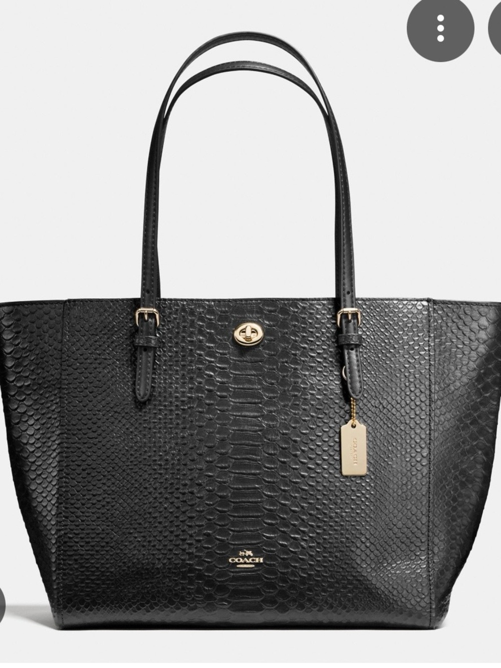 Coach Black snake print  Leather Tote with Gold Hardware